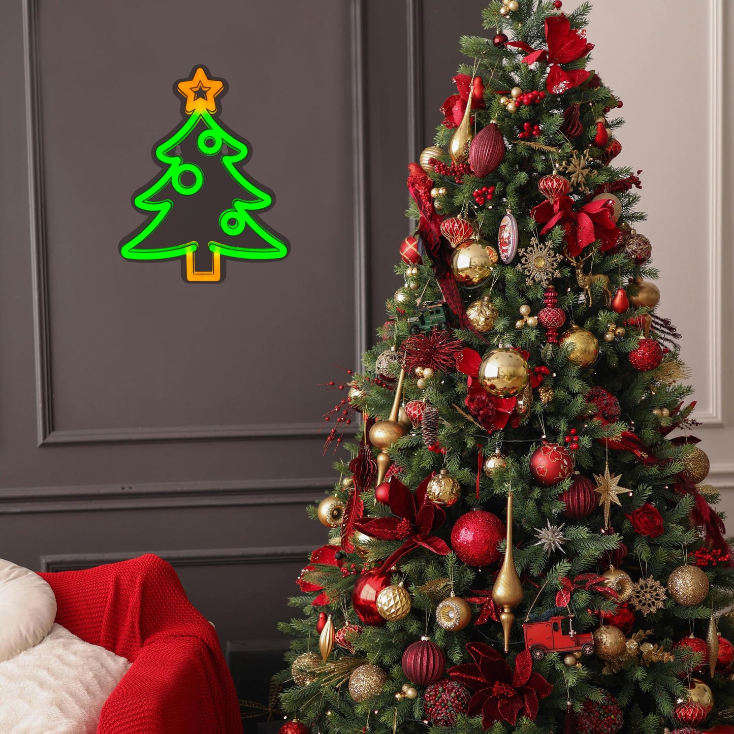Christmas Tree Neon Signs,Adjustable Brightness Led Lights Sign Christmas Decorations,USB Powered Neon Sign for Wall Decor Xmas Gifts Home