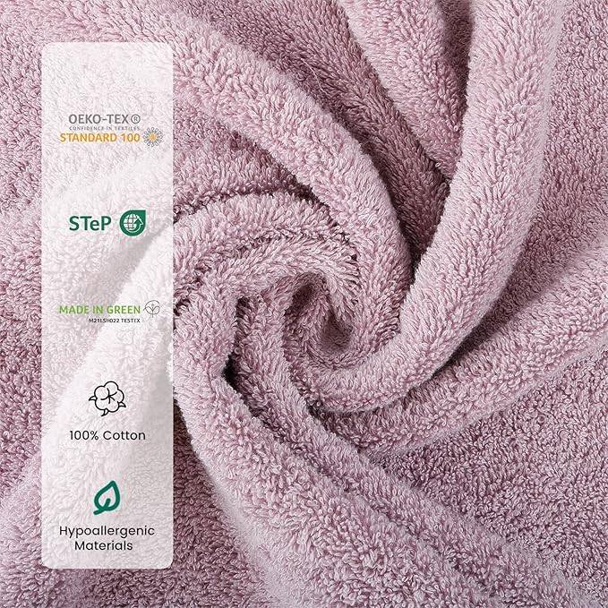 SEMAXE Bath Towel Set, 100% Cotton Absorbent Bathroom Towels