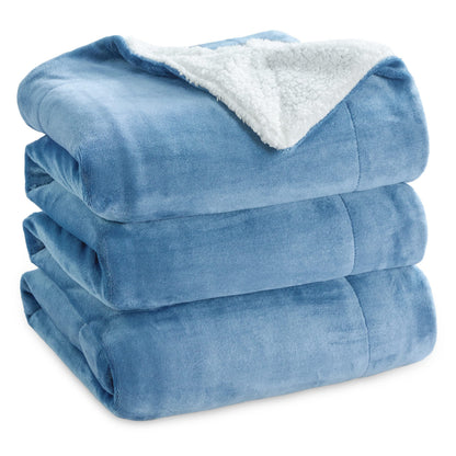 Bedsure GentleSoft Sherpa Fleece Blankets Queen Size for Bed - Thick and Warm, Soft Fuzzy Plush Queen Blanket for Winter, Grey, 90x90 Inches