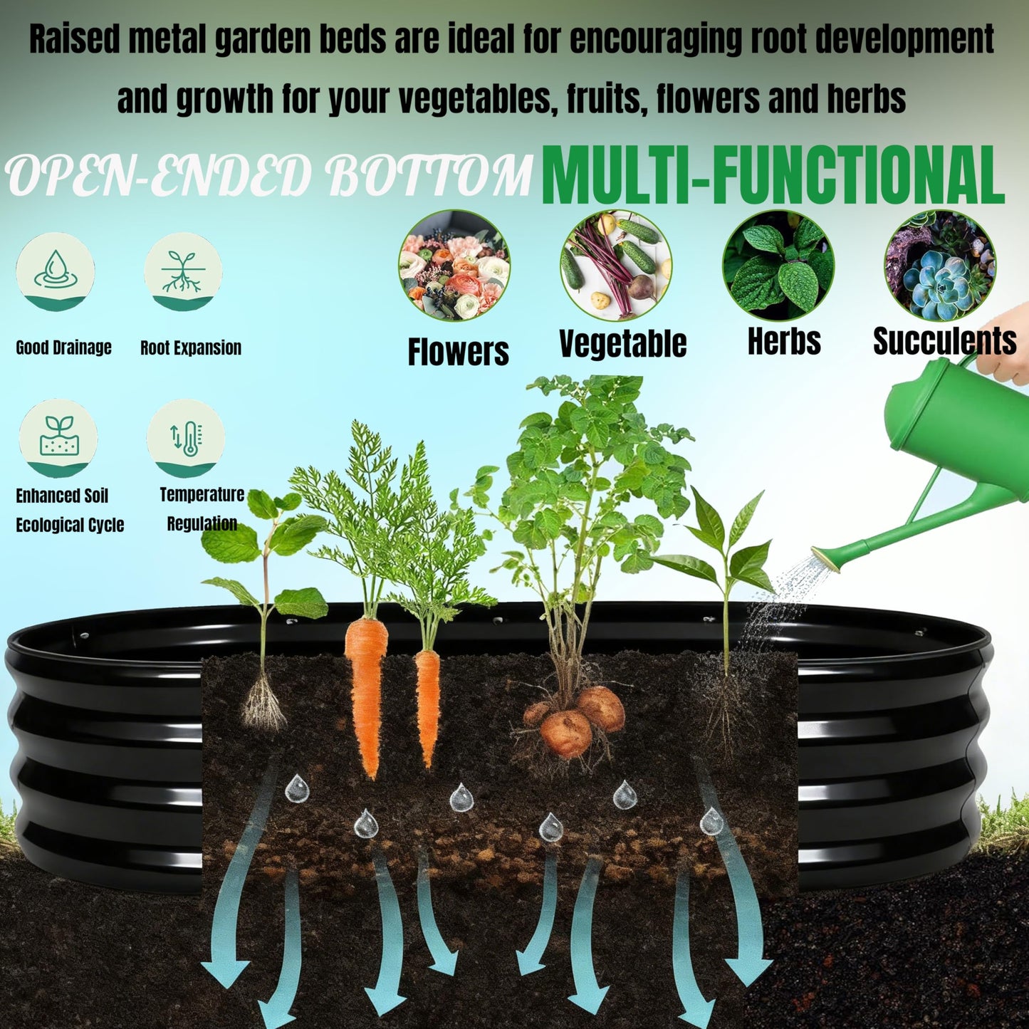 NestNature 2 Pack 17" Tall 10-in-2 Heavy-Duty Modular Galvanized Raised Garden Bed Kits - 8ftx2ft Metal Raised Beds for Planting Plants Vegetables Fruits Flowers Herbs - Outdoor Ground Planter Box