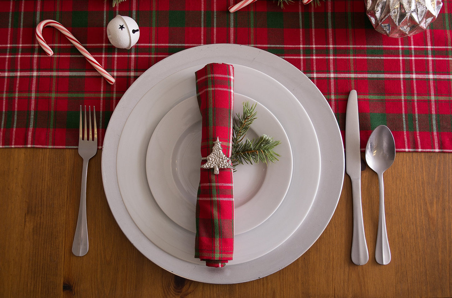 DII Holiday Dining Table Linen Collection Tartan Holly Plaid, Christmas Table Runner, 14x108, Red & Green
