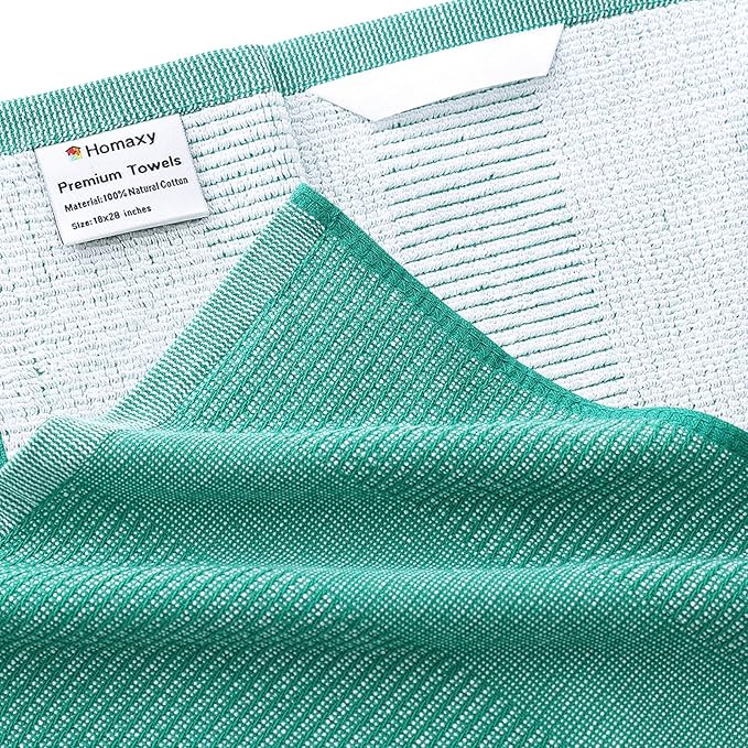 Homaxy Premium Kitchen Towels, Large Cotton Kitchen Hand Towels, Flat and Terry