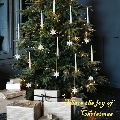 JOIONE Flameless Christmas Tree Candles with Remote, 12 Pack Battery Operated LED Candles for Christmas Tree Flickering Flame for Xmas Indoor Decor - Acrylic Snowflake