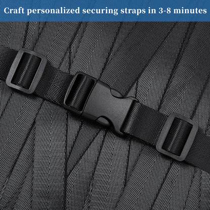 UQW Buckles and Straps Combo Set,10 Yards Nylon Webbing 1 Inch Wide with 6 Dual Adjustable Side Release Plastic Buckles, 12 Pcs Tri-Glide Slider Clips (1" Set Black)