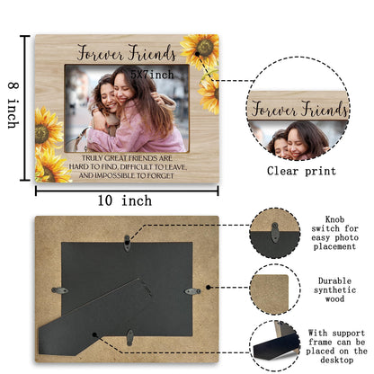 FONDCANYON Forever Friends Sunflower Picture Photo Frame, Bestie Bff Friendship Gifts For Men Women Friends Birthday Christmas Girls (5x7 Inch Photo)