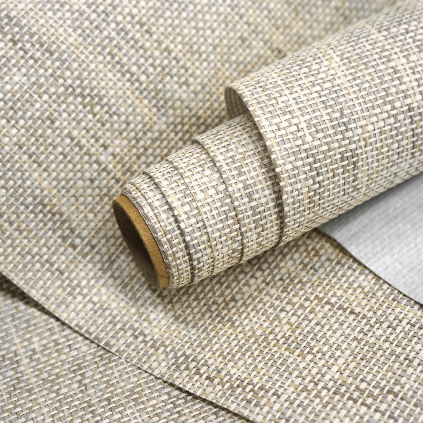 Ansehan Grasscloth Textured Wallcovering W712 Terraces Collection 36" W x 8 Yard L, Natural Modern Paper Weave, Non Prepasted Home Décor for Boho Living Sapce Feature Wall, Beige/Gray/Wheat