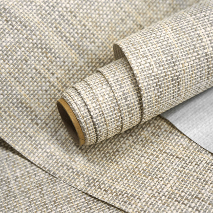Ansehan Grasscloth Textured Wallcovering W712 Terraces Collection 36" W x 8 Yard L, Natural Modern Paper Weave, Non Prepasted Home Décor for Boho Living Sapce Feature Wall, Beige/Gray/Wheat