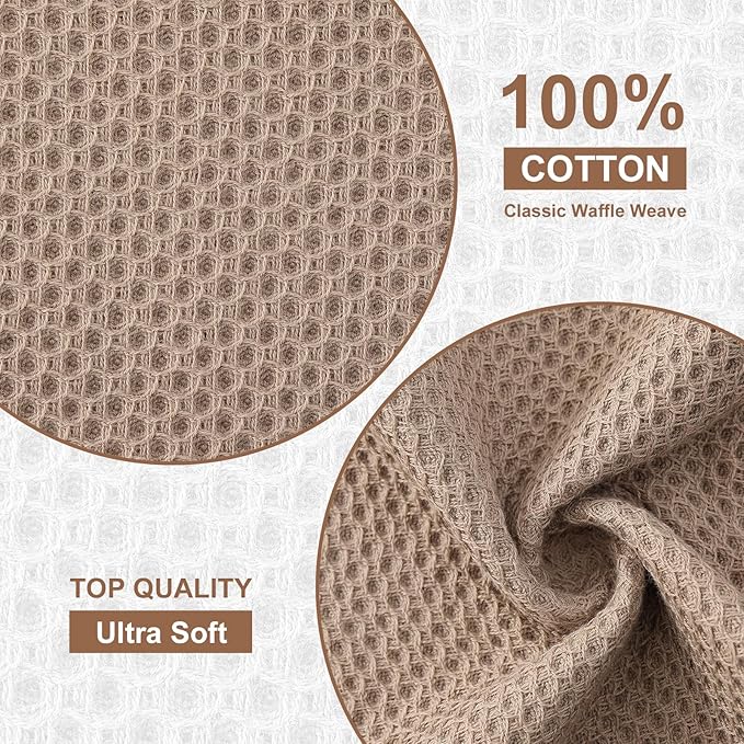 Kitinjoy 100% Cotton Kitchen Dish Cloths, 8 Pack Waffle Weave Ultra Soft