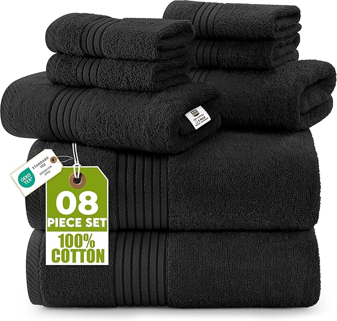 Utopia Towels 8 Piece Premium Towel Set, 2 Bath, 2 Hand, and 4 Washcloths