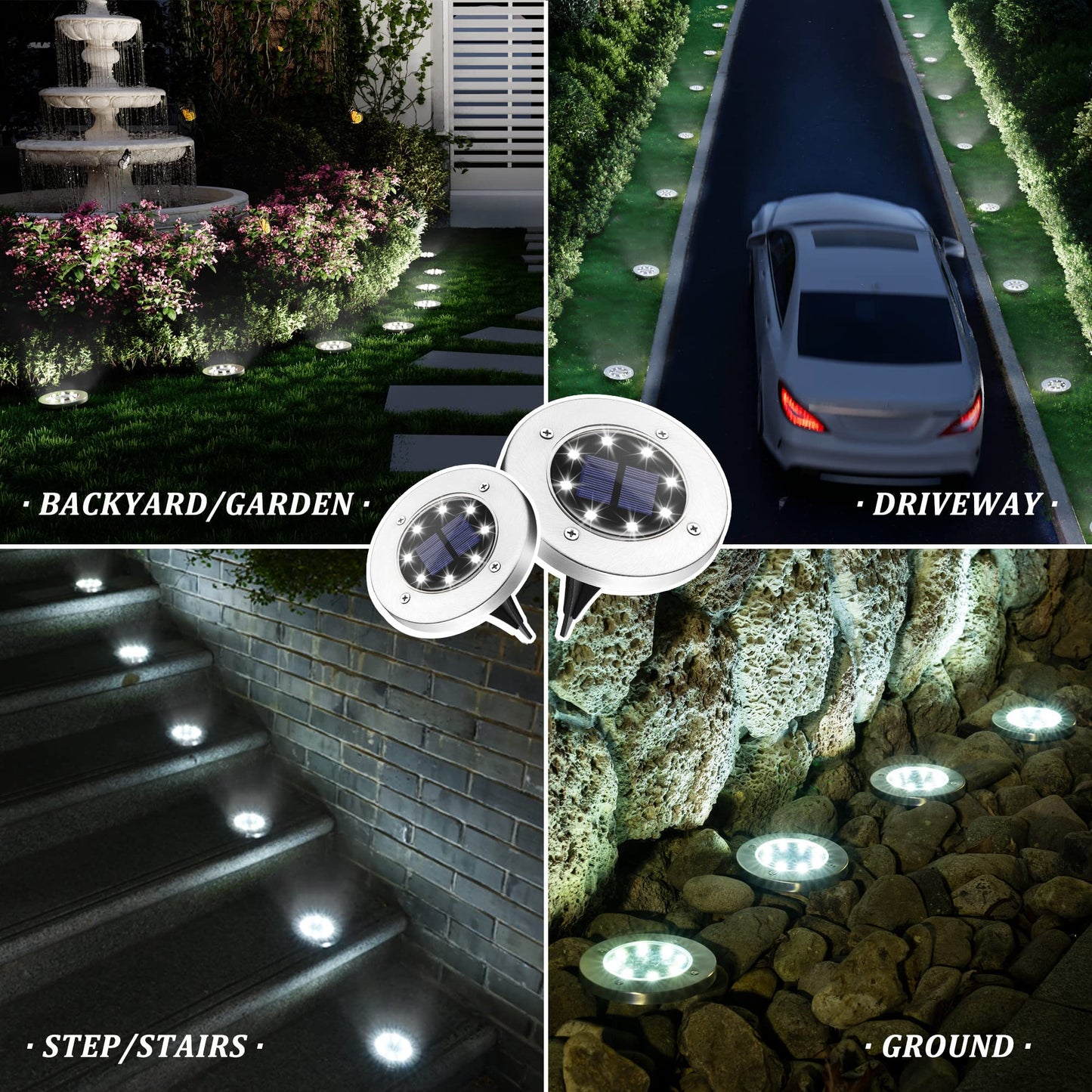 SOLPEX Solar Lights Outdoor Waterproof, 12 Pack Solar Ground Lights, Solar Garden Lights Landscape Lighting for Pathway Driveway Patio Backyard Walkway (Cool White)