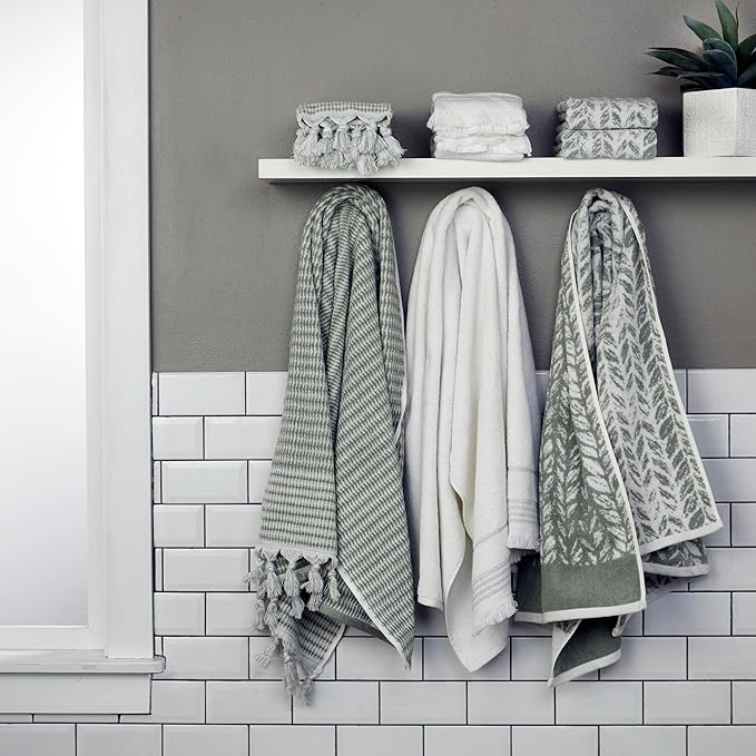 SKL Home Distressed Leaves 100% Turkish Cotton Premium 2-Piece Hand Towel Set