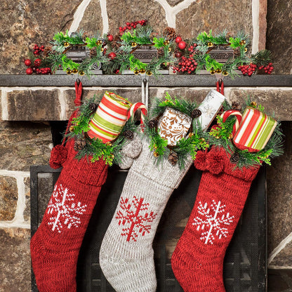 6 Pcs Christmas Candle Ring 4.7 Inch Mini Christmas Wreaths for Home Cabinets Artificial Berry Candle Rings with Pine Cones Small Wreaths for Home, Wedding, Christmas Holiday Table Decoration