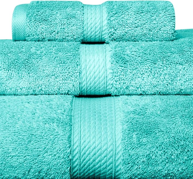 SUPERIOR Solid Egyptian Cotton Towel Set, Hand Towel 20” x 30”, Bath Towel 30”