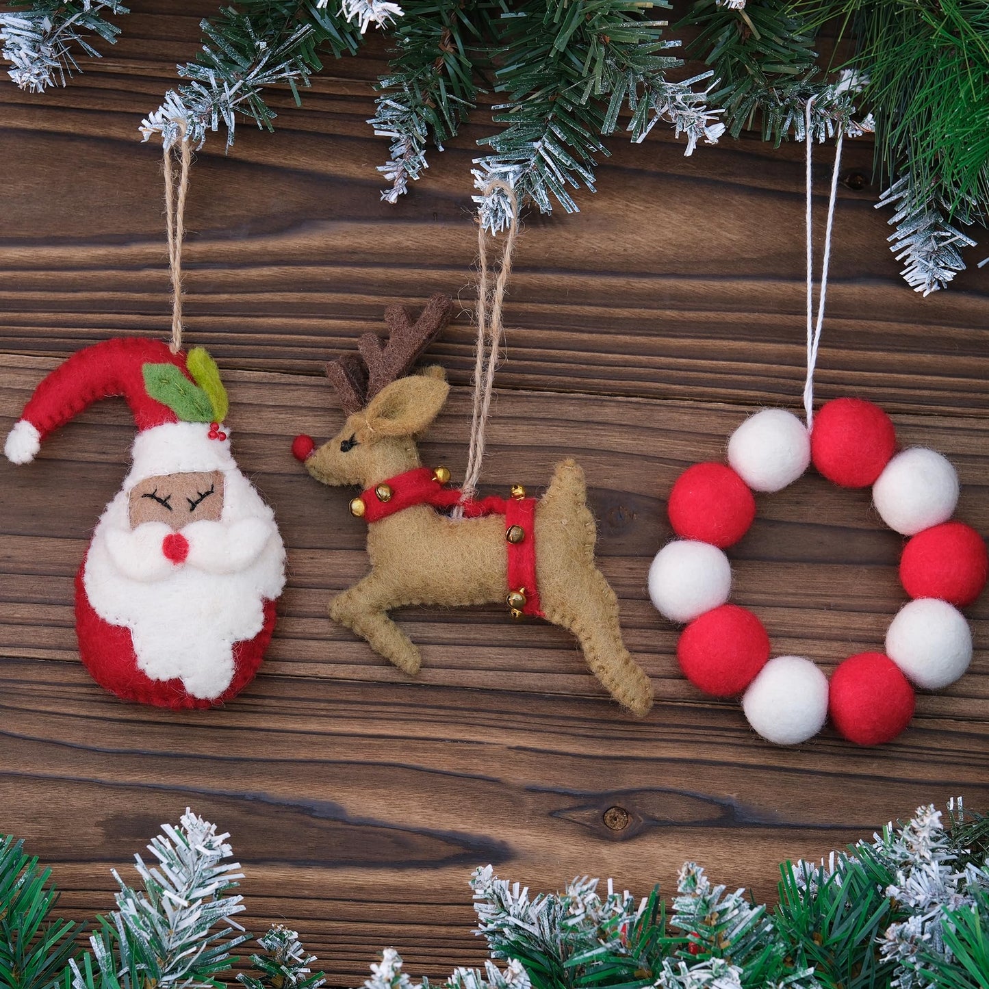 JUIIZAY 3pcs Felt Christmas Ornaments Xmax Tree Ornament Hanging Decorations for Christmas Tree