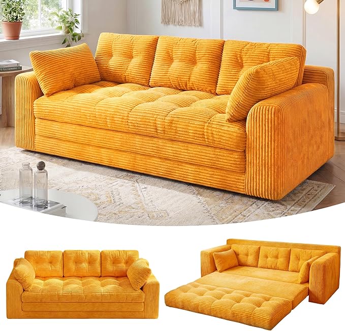 Homkdom 3 Seater Convertible Folding Sofa Bed, Pull Out Sleeper Sofa