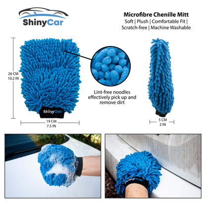 ShinyCar® UK: Premium Car Cleaning Kit with Bag - Professional Washing & Detailing Set, Includes Wash Mitts, A Game-Changing Microfibre Drying Towel, Waffle Cloths & Trio Of Brushes For A Deep Clean