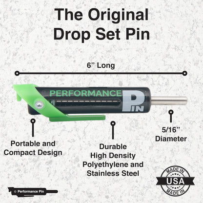 PERFORMANCE PIN The Original Drop Set Pins for Gym | One More Rep with Weight Stack Pins | Instant Transition to Lower Weights for More Reps | Proudly Made in America | 5/16" Pin | Black