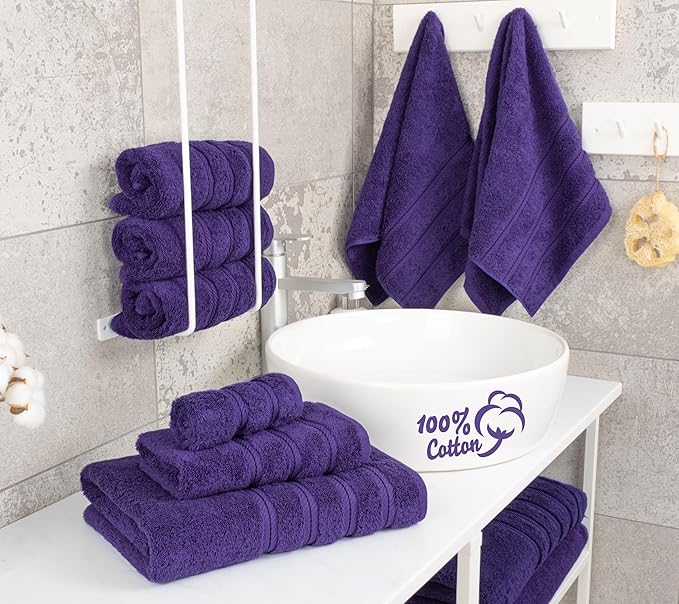 American Soft Linen Luxury 6 Piece Towel Set, 2 Bath Towels 2 Hand Towel 2