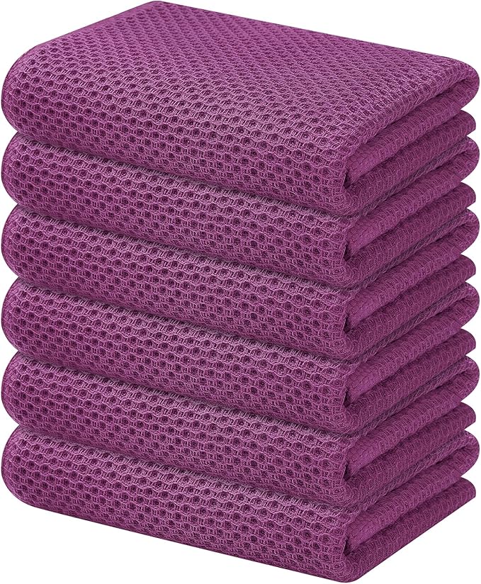 Kitinjoy 100% Cotton Waffle Weave Kitchen Hand Towels