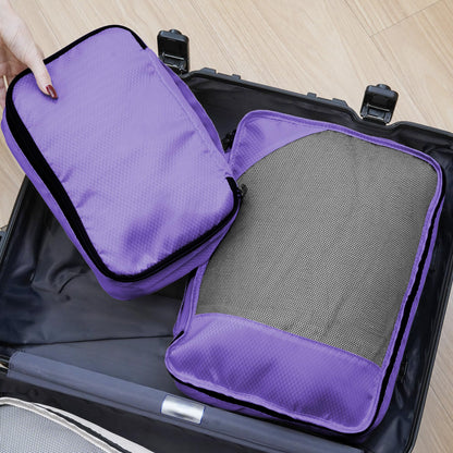 Toncoke 8 Set Packing Cubes for Travel Women Men Kids, Mesh Suitcase Organizer Bags Set for Luggage, 4 Sizes Extra Large, Large, Medium, Small, Travel Camping Essentials Accessories, Purple