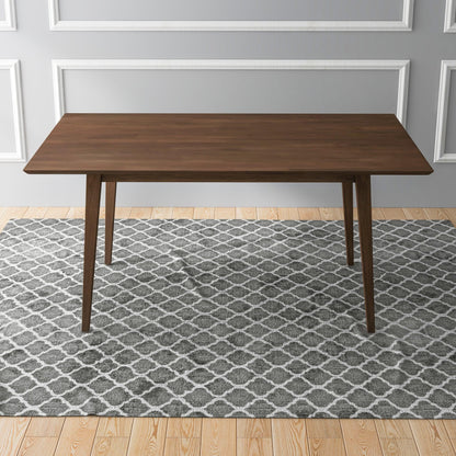 GDFStudio Solid Wood Rustic Dining Table, Modern Rectangular Dinner Table for 4-6, Kitchen and Dining Room Furniture with Beveled Edges, Mid-Century Style Home Furniture, Easy Assembly, Brown 63" W