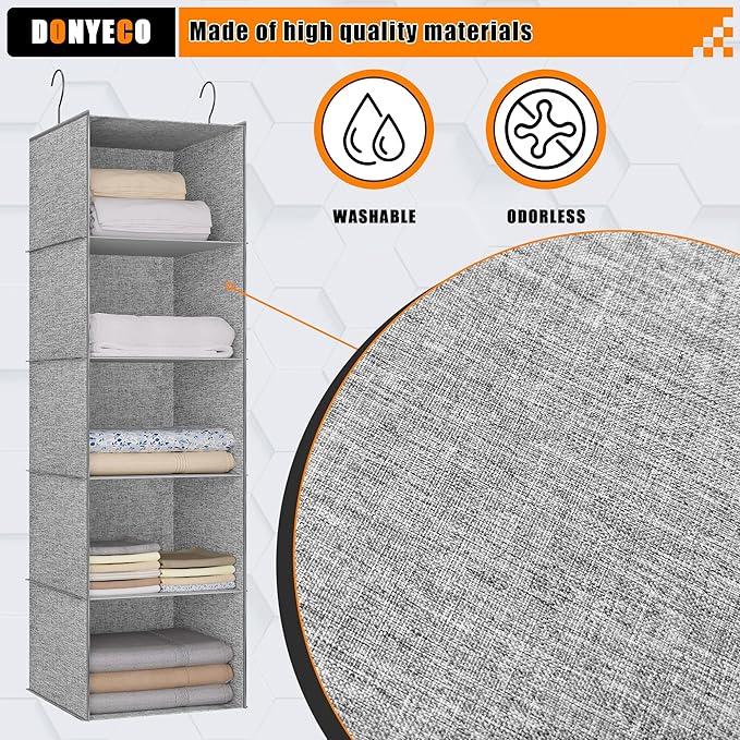 5-Shelf Hanging Storage Closet Organizer, Linen Rv Storage and Organization