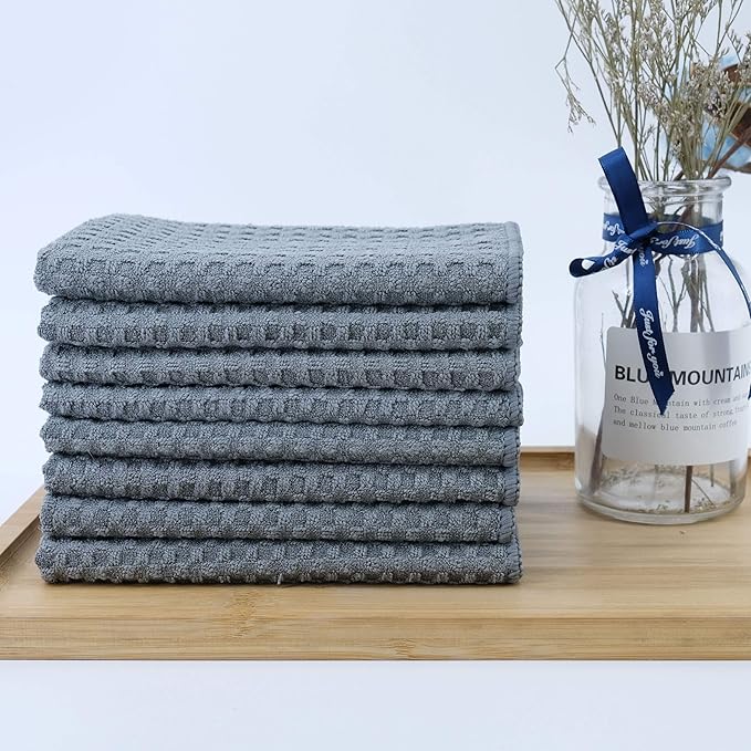 POLYTE Ultra Premium Microfiber Kitchen Dish Cloth Waffle Weave, 8 Pack