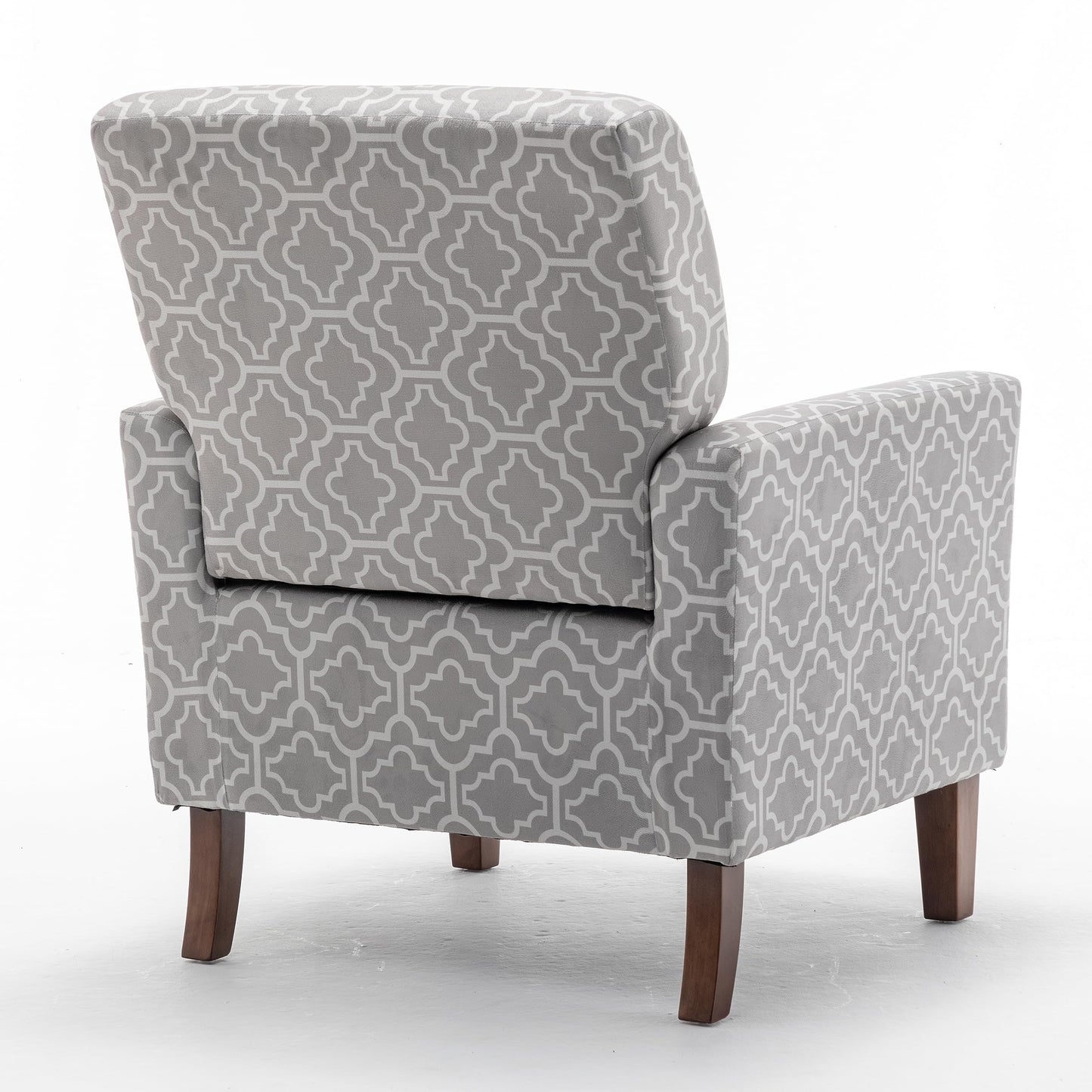 Container Furniture Direct Contemporary Accent Arm Chair with Birch Wood Frame and Velvet Upholstery, Armchair for Office and Living Room Decor, Removable Cushions, 03 Printed Fabric