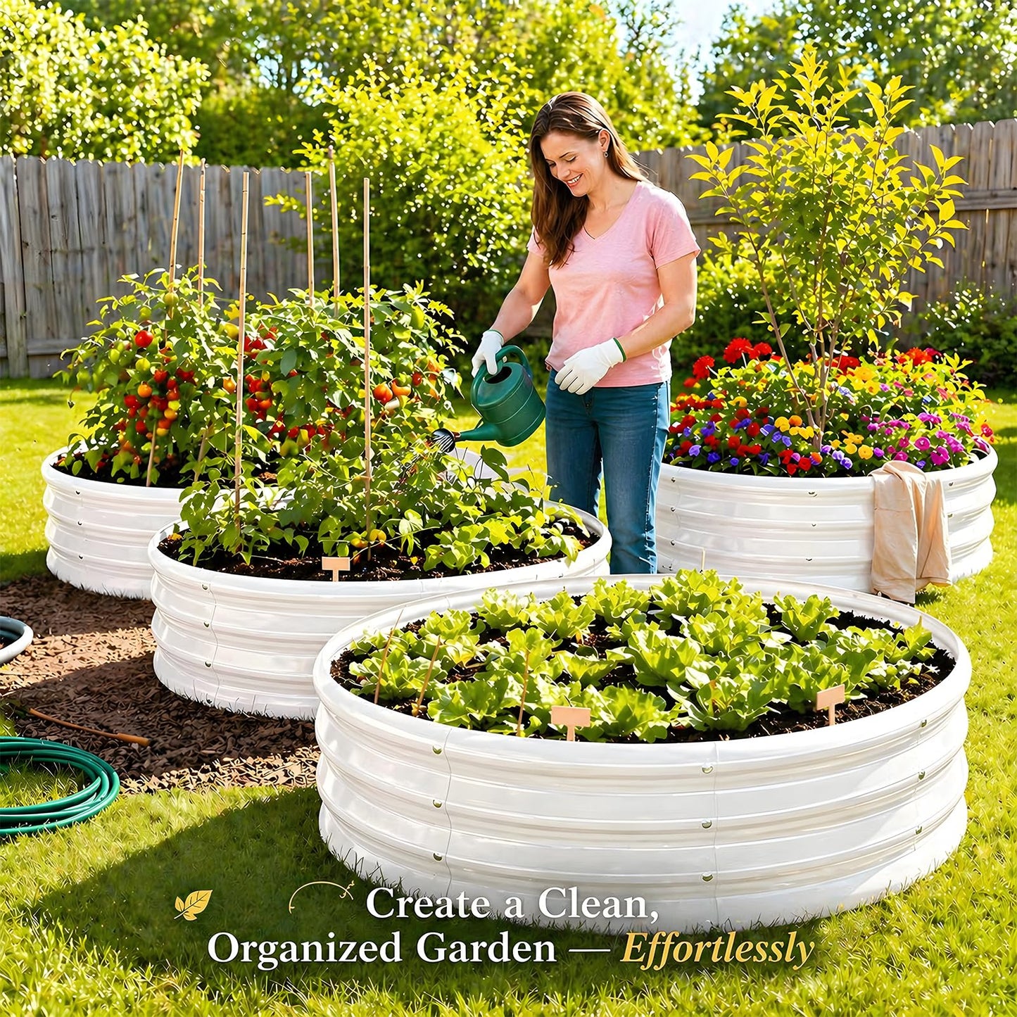 XGMDD Premium Round Raised Garden Bed, 6FT Large Thickened Galvanized Metal Planter Box, 0.7mm Reinforced Rust-Resistant, Easy DIY Assembly Above Ground Gardening Bed for Vegetables, Flowers & Herbs
