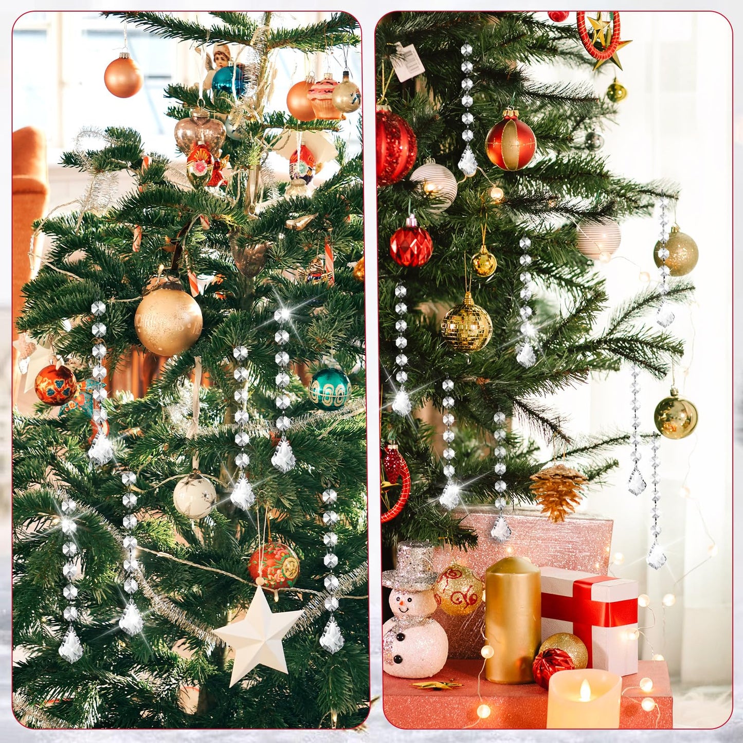 SHENLIU 100 Pcs Clear Acrylic Crystal Ornament Hanging Glass Crystals Beads Clear Acrylic Prisms Pendant Ornaments for Centerpieces, Chandelier, Celebration, Wedding, Christmas, Window Home Decoration