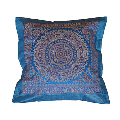 Shubhlaxmifashion Indian Set of 10 PCS 16x16 inch (41x41 cm) Mandala Silk Indian Ethnic Bohemian Decorative Cushion Cover Handcrafted Patchwork Sari Throw Pillow Boho Decor Cushion Covers for Gift