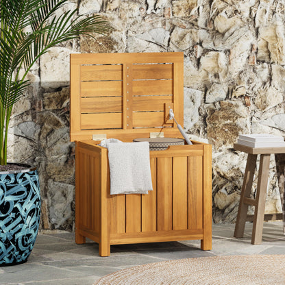 Christopher Knight Home Kensy Acacia Wood Outdoor Storage Box, 30 Gallons Wooden Patio Deck Box, Garden Backyard Storage Bench, Outdoor Storage Container for Patio Furniture Cushion, Tool, Teak Finish