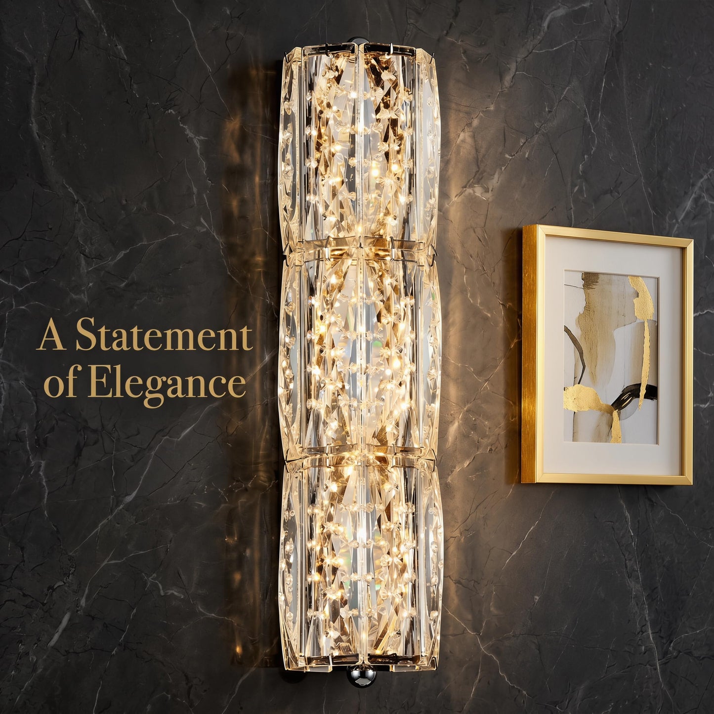 AOLALA Crystal Wall Sconces 3"x12.6" Modern LED Chrome Wall Light