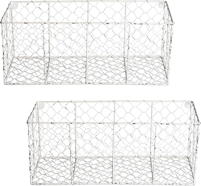 DII Chicken Wire Collection Farmhouse Vintage Wall Baskets, Medium Basket