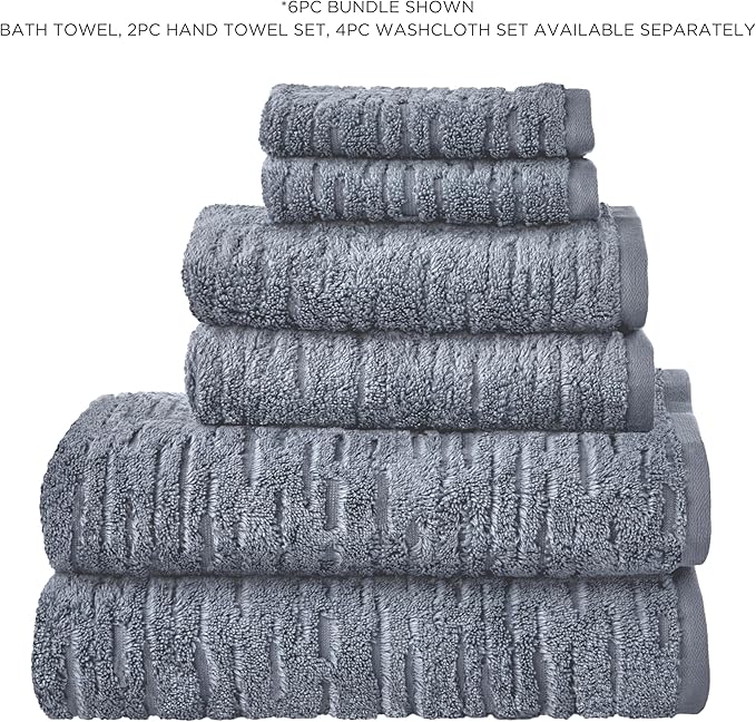 SKL Home CloudSoft Cotton Luxury Bath Towel, Smoke Blue