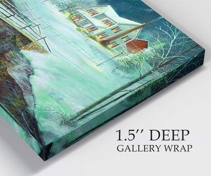 Renditions Gallery Canvas Wall Art Decorations Paintings & Prints Barn Winter Serenity Abstract Art Wall Hanging Prints for Bedroom Dining Living Room Office Home Kitchen Wall Decor - 32"X48" LT18