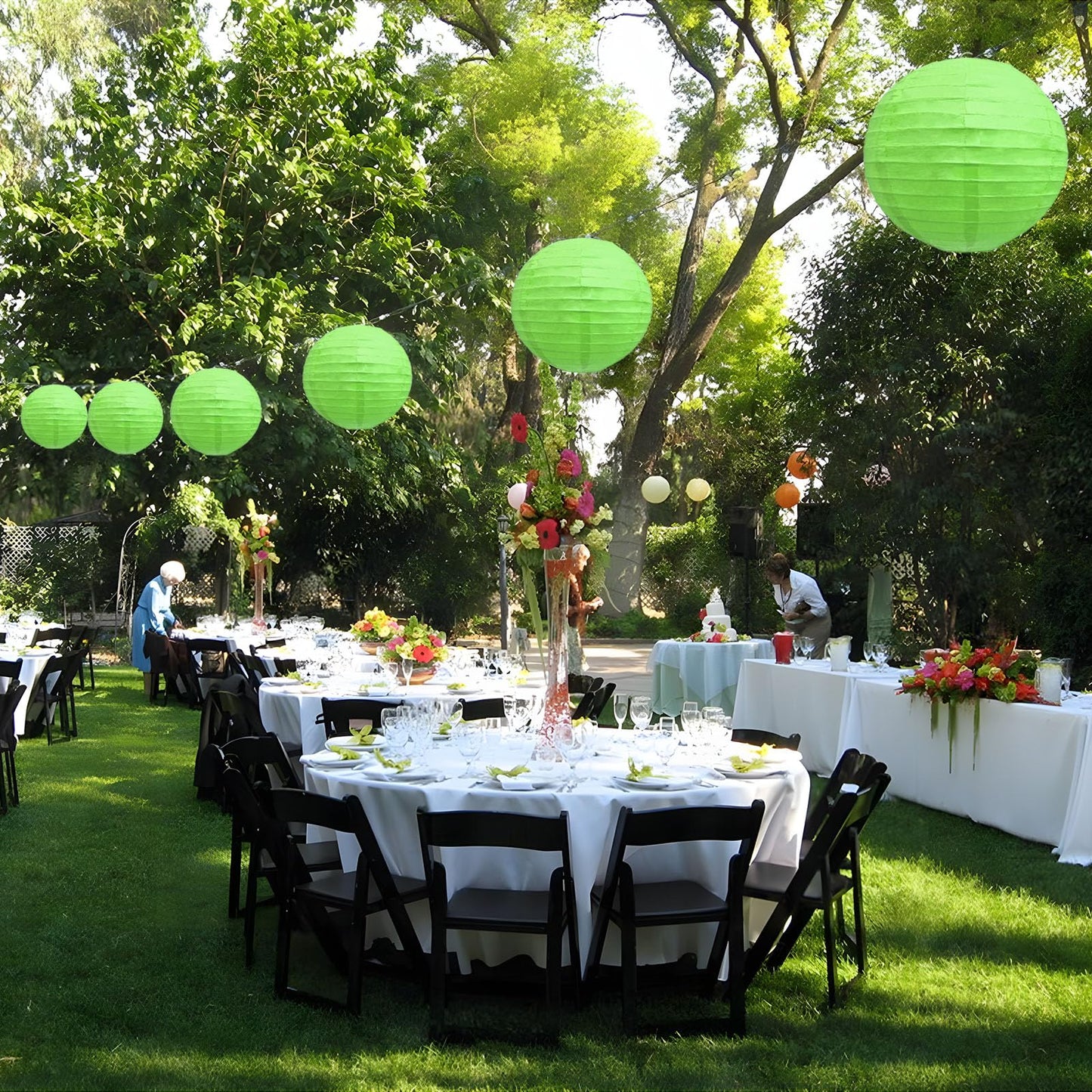 20Pcs Green Paper Lanterns for Parties, 6” 8” 10” 12” Chinese Asian Hanging Round Paper Lanterns for Birthday Wedding Halloween Christmas Home Decor Party Decor