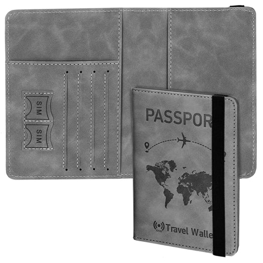 Storite Passport Holder Cover Travel Wallet Organiser with RFID Protection, Credit Card Case, PU Leather for Men & Women (Grey)