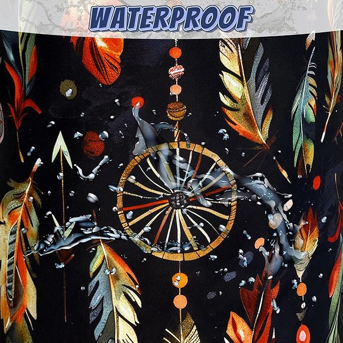 Boho Feather Printed Laundry Basket Foldable Oxford Cloth Colorful Laundry