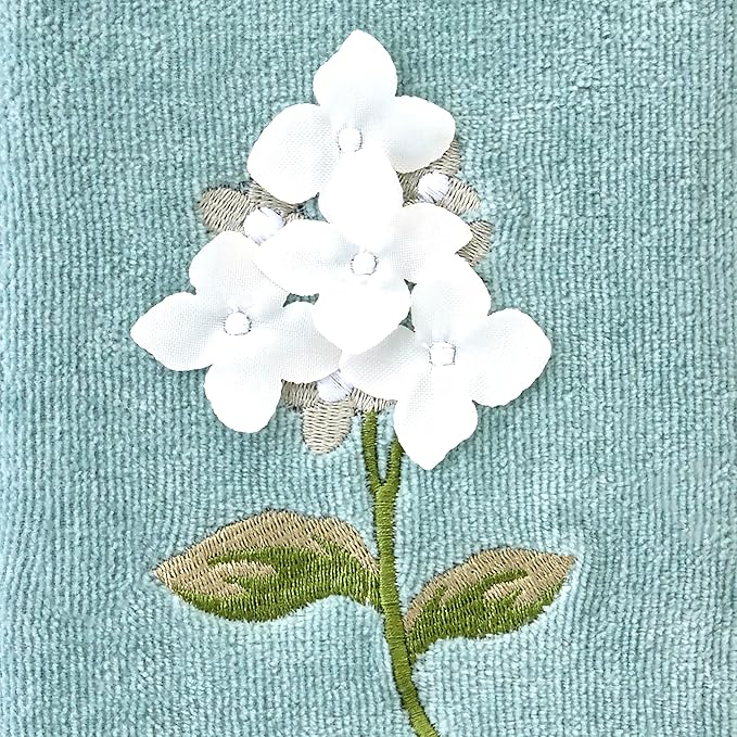 SKL Home Farm Hydrangea 100% Cotton 3D Embroidered 2pc Hand Towel Set,