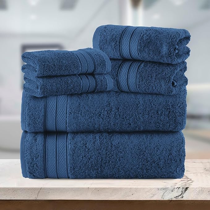 Elegant Comfort Luxury 6-Piece Towel Set, Premium Soft 100% Turkish Cotton