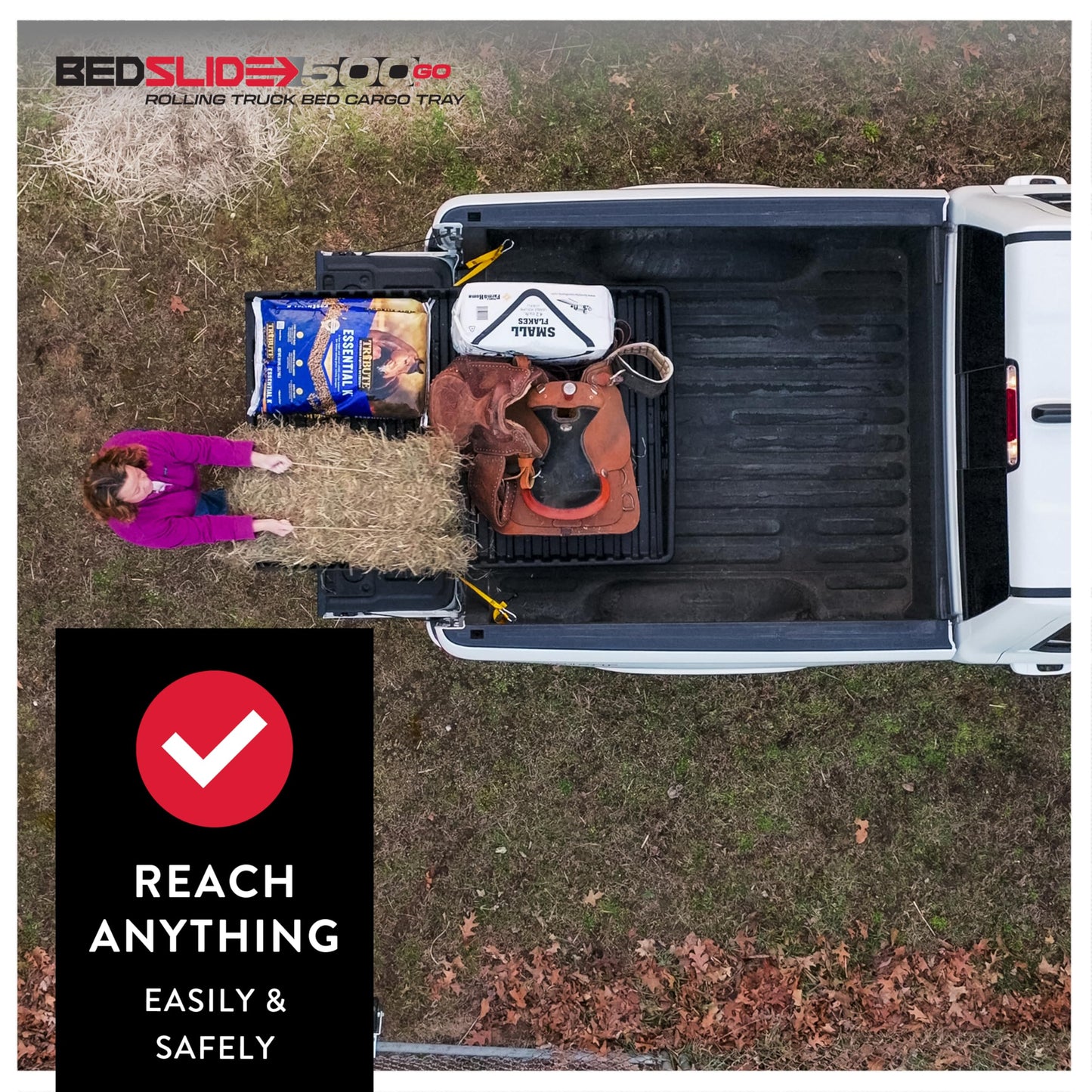 Bedslide 500Go Sliding Truck Bed Organizer, 62-74" L x 48" W, Capacity 500 lbs., Full Size Truck Bed Storage Tray, Black