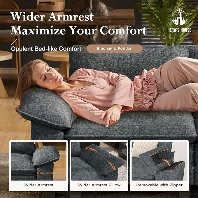 HERA'S HOUSE 158" Modular Sectional Sofa, Oversized L Shaped Couches