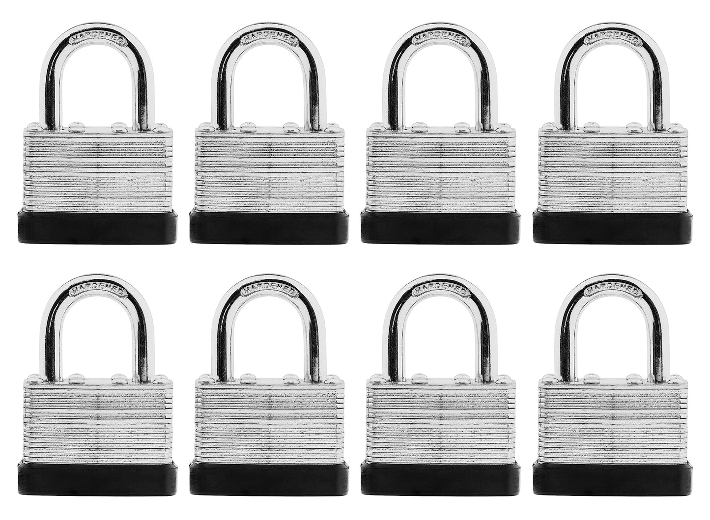 SafiSwords 8-Pack Keyed Alike Laminated Steel Padlocks Keys, 1-3/4" Wide, Heavy Duty Pad Lock Set with Same Keys