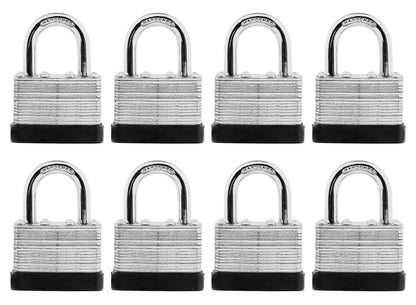SafiSwords 8-Pack Keyed Alike Laminated Steel Padlocks Keys, 1-3/4" Wide, Heavy Duty Pad Lock Set with Same Keys