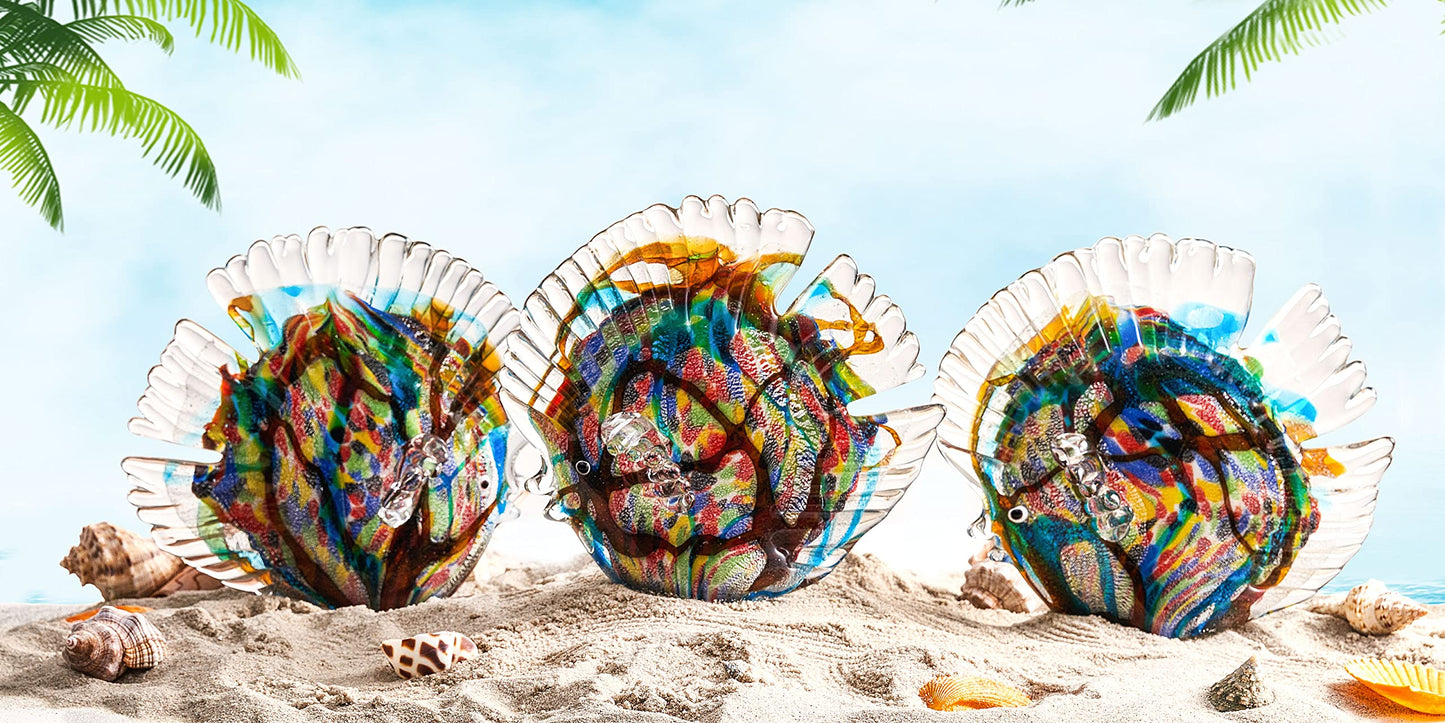 EUSTUMA Hand Blown Glass Tropical Fish Figurines Ornament,Sea Animal Sculpture for Fish Tank Aquarium,Sea Animals Collection for Birthday Gift,Glass Sculpture