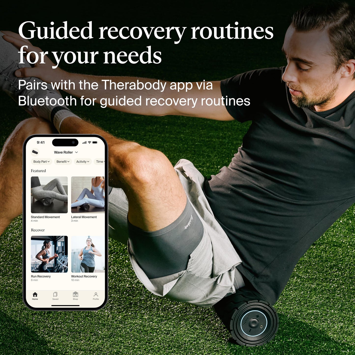 TheraGun Therabody WaveRoller - High Density Foam Roller for Body and Large Muscles. Bluetooth Enabled with 5 Customizable Vibration Frequencies in Therabody App