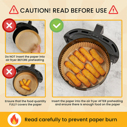Air Fryer Paper Liners, 125Pcs Air Fryer Disposable Liners, Non-Stick and Oil Proof for Easy Cleanup, 8” Square for 5-8 qt Basket by Baker's Signature
