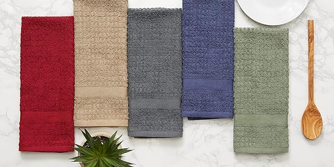 DII Basic Terry Collection Waffle Dishtowel Set, Solid French Blue, 4 Piece