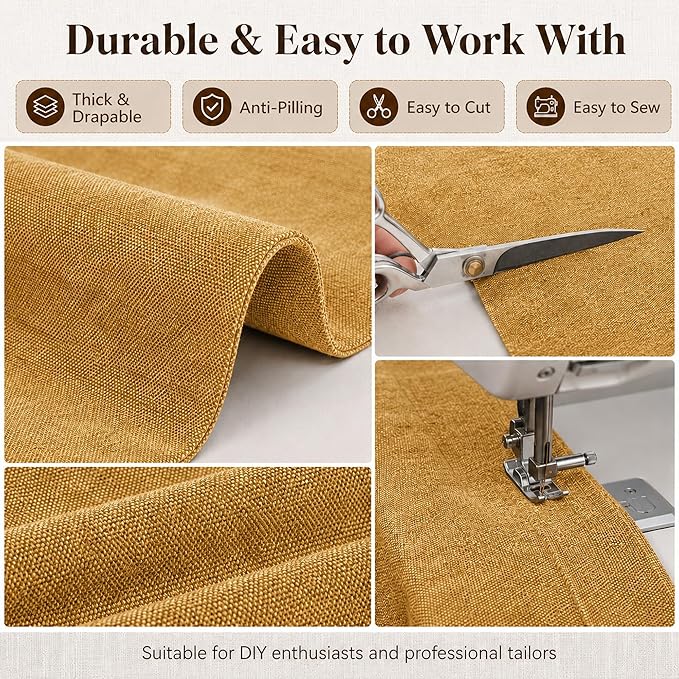 Mini Chenille Linen Blend Upholstery Fabric by the Yard, 57 Inch Wide Soft